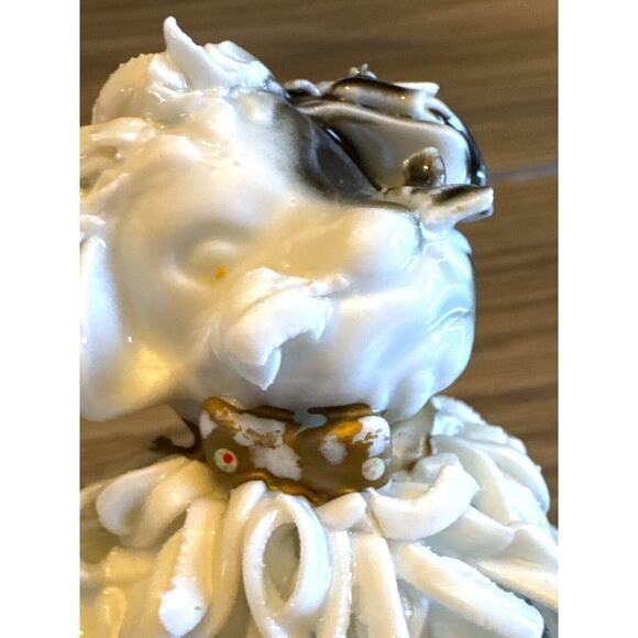 Rare Spaghetti Ceramic MCM Lhasa Apso Black White Porcelain Figurine Vintage EUC - Picture 3 of 6